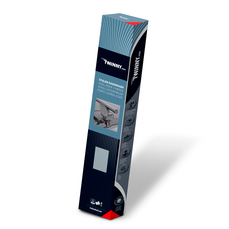 Dakdragerset Twinny Load Staal S51  Audi/BMW/Dacia/Fiat/Ford/Seat/Skoda/VW/Volvo (voor auto's met open dakreling)